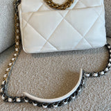 CHANEL Handbag 22P White Lambskin Quilted 19 Flap Small MHW - Redeluxe