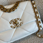 CHANEL Handbag 22P White Lambskin Quilted 19 Flap Small MHW - Redeluxe