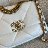 CHANEL Handbag 22P White Lambskin Quilted 19 Flap Small MHW - Redeluxe