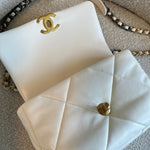 CHANEL Handbag 22P White Lambskin Quilted 19 Flap Small MHW - Redeluxe