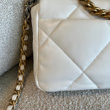 CHANEL Handbag 22P White Lambskin Quilted 19 Flap Small MHW - Redeluxe