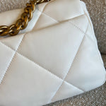 CHANEL Handbag 22P White Lambskin Quilted 19 Flap Small MHW - Redeluxe