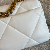 CHANEL Handbag 22P White Lambskin Quilted 19 Flap Small MHW - Redeluxe