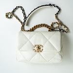 CHANEL Handbag 22P White Lambskin Quilted 19 Flap Small MHW - Redeluxe