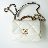 CHANEL Handbag 22P White Lambskin Quilted 19 Flap Small MHW - Redeluxe