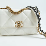 CHANEL Handbag 22P White Lambskin Quilted 19 Flap Small MHW - Redeluxe