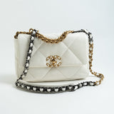 CHANEL Handbag 22P White Lambskin Quilted 19 Flap Small MHW - Redeluxe