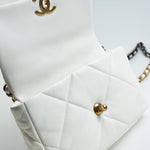 CHANEL Handbag 22P White Lambskin Quilted 19 Flap Small MHW - Redeluxe
