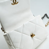 CHANEL Handbag 22P White Lambskin Quilted 19 Flap Small MHW - Redeluxe