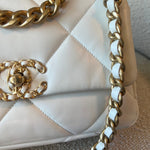 CHANEL Handbag 22P White Lambskin Quilted 19 Flap Small Mixed Hardware - Redeluxe