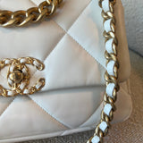 CHANEL Handbag 22P White Lambskin Quilted 19 Flap Small Mixed Hardware - Redeluxe