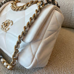 CHANEL Handbag 22P White Lambskin Quilted 19 Flap Small Mixed Hardware - Redeluxe