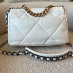 CHANEL Handbag 22P White Lambskin Quilted 19 Flap Small Mixed Hardware - Redeluxe
