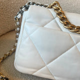CHANEL Handbag 22P White Lambskin Quilted 19 Flap Small Mixed Hardware - Redeluxe