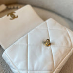CHANEL Handbag 22P White Lambskin Quilted 19 Flap Small Mixed Hardware - Redeluxe