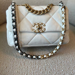 CHANEL Handbag 22P White Lambskin Quilted 19 Flap Small Mixed Hardware - Redeluxe