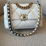 CHANEL Handbag 22P White Lambskin Quilted 19 Flap Small Mixed Hardware - Redeluxe