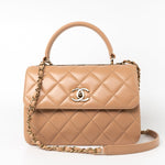 CHANEL Handbag 22S Beige / Light Caramel Lambskin Quilted Trendy CC Small Light Gold Hardware - Redeluxe