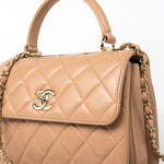 CHANEL Handbag 22S Beige / Light Caramel Lambskin Quilted Trendy CC Small Light Gold Hardware - Redeluxe