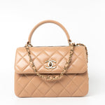 CHANEL Handbag 22S Beige / Light Caramel Lambskin Quilted Trendy CC Small Light Gold Hardware - Redeluxe