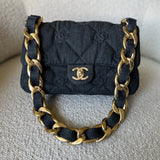 CHANEL Handbag 22S Black Denim CC Quilted Funky Town Flap - Redeluxe