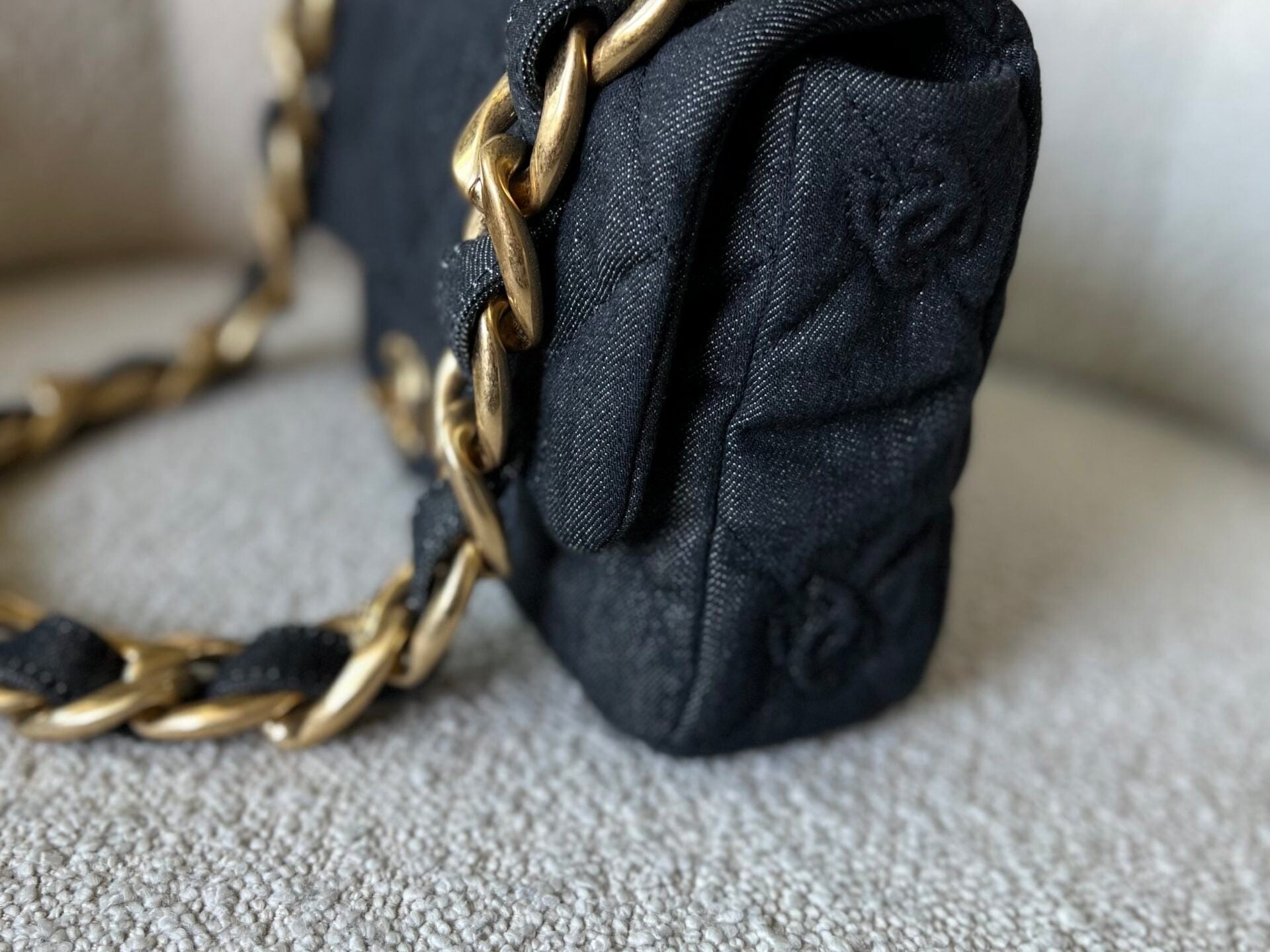 CHANEL Handbag 22S Black Denim CC Quilted Funky Town Flap - Redeluxe