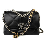 CHANEL Handbag 22S Black Lambskin Quilted 19 Flap Small Mixed Reverse Hardware - Redeluxe