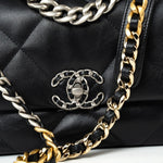 CHANEL Handbag 22S Black Lambskin Quilted 19 Flap Small Mixed Reverse Hardware - Redeluxe