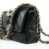 CHANEL Handbag 22S Black Lambskin Quilted 19 Flap Small Mixed Reverse Hardware - Redeluxe