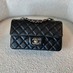 CHANEL Handbag 22S Black Lambskin Quilted Mini Rectangular Single Flap Light Gold Hardware - Redeluxe