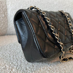 CHANEL Handbag 22S Black Lambskin Quilted Mini Rectangular Single Flap Light Gold Hardware - Redeluxe
