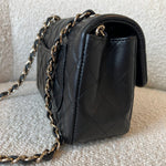 CHANEL Handbag 22S Black Lambskin Quilted Mini Rectangular Single Flap Light Gold Hardware - Redeluxe