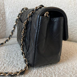 CHANEL Handbag 22S Black Lambskin Quilted Mini Rectangular Single Flap Light Gold Hardware - Redeluxe