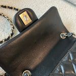 CHANEL Handbag 22S Black Lambskin Quilted Mini Rectangular Single Flap Light Gold Hardware - Redeluxe