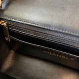 CHANEL Handbag 22S Black Lambskin Quilted Mini Rectangular Single Flap Light Gold Hardware - Redeluxe