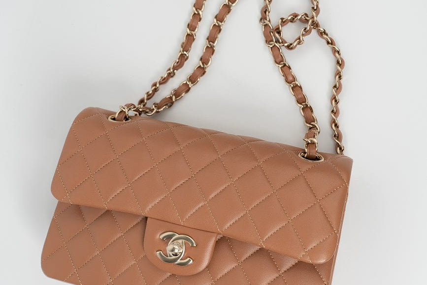 CHANEL Handbag 22S Caramel Lambskin Quilted Classic Flap Small LGHW - Redeluxe