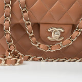 CHANEL Handbag 22S Caramel Lambskin Quilted Classic Flap Small LGHW - Redeluxe