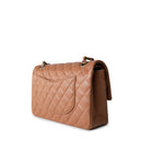 CHANEL Handbag 22S Caramel Lambskin Quilted Medium Classic Flap Light Gold Hardware - Redeluxe