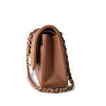 CHANEL Handbag 22S Caramel Lambskin Quilted Medium Classic Flap Light Gold Hardware - Redeluxe