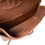 CHANEL Handbag 22S Caramel Lambskin Quilted Medium Classic Flap Light Gold Hardware - Redeluxe