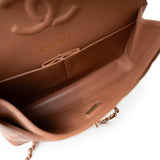 CHANEL Handbag 22S Caramel Lambskin Quilted Medium Classic Flap Light Gold Hardware - Redeluxe