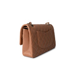 CHANEL Handbag 22S Caramel Lambskin Quilted Medium Classic Flap Light Gold Hardware - Redeluxe