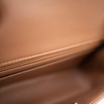 CHANEL Handbag 22S Caramel Lambskin Quilted Mini Rectangular Single Flap Light Gold Hardware - Redeluxe