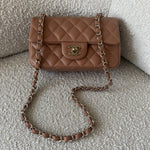 CHANEL Handbag 22S Caramel Mini Rectangular Lambskin Quilted LGHW - Redeluxe