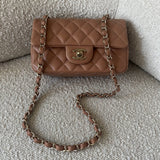 CHANEL Handbag 22S Caramel Mini Rectangular Lambskin Quilted LGHW - Redeluxe