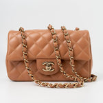 CHANEL Handbag 22S Caramel Mini Rectangular Lambskin Quilted LGHW - Redeluxe