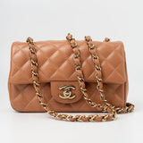 CHANEL Handbag 22S Caramel Mini Rectangular Lambskin Quilted LGHW - Redeluxe