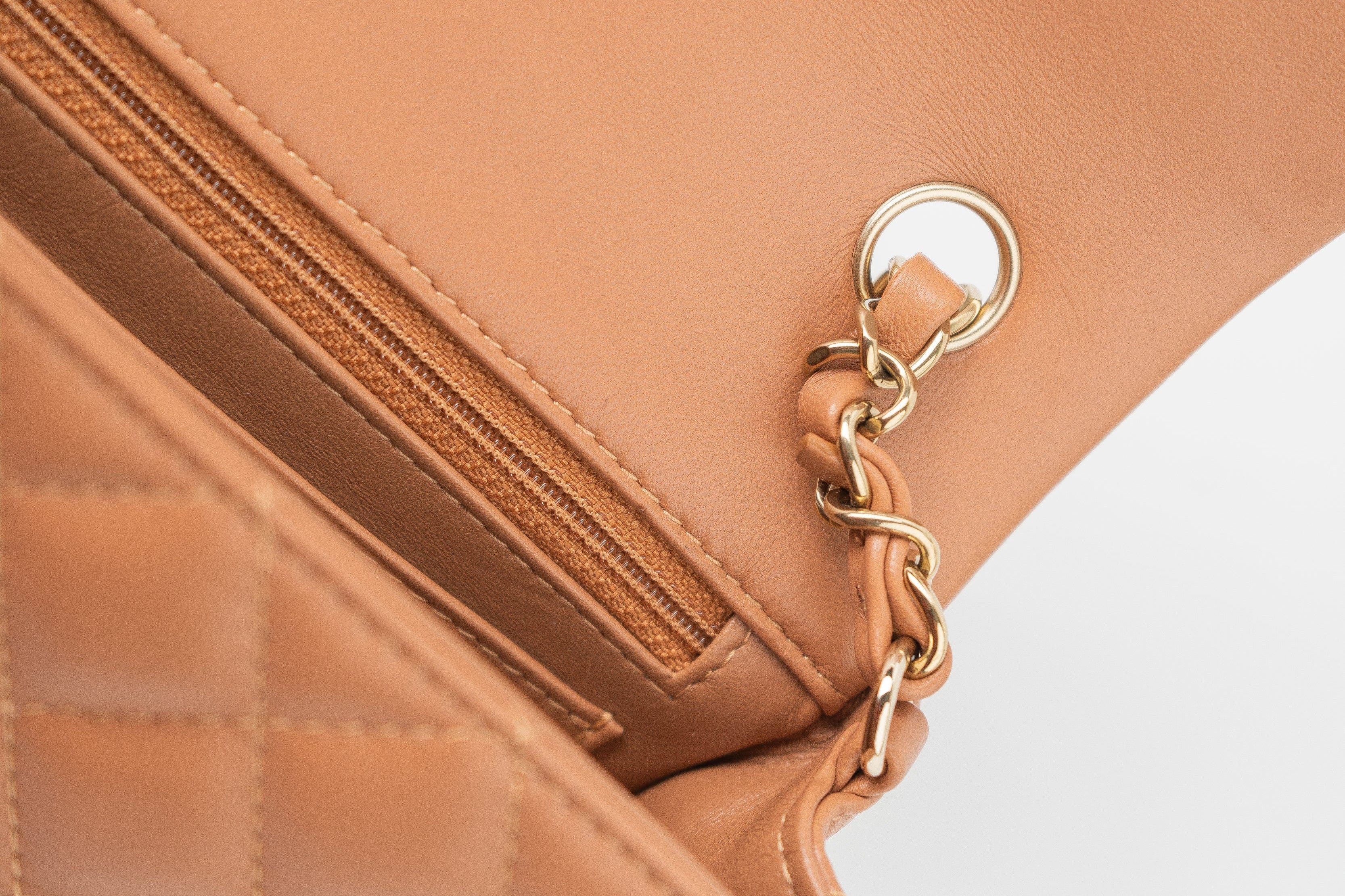 CHANEL Handbag 22S Caramel Mini Rectangular Lambskin Quilted LGHW - Redeluxe