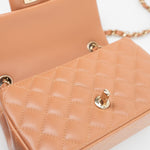 CHANEL Handbag 22S Caramel Mini Rectangular Lambskin Quilted LGHW - Redeluxe