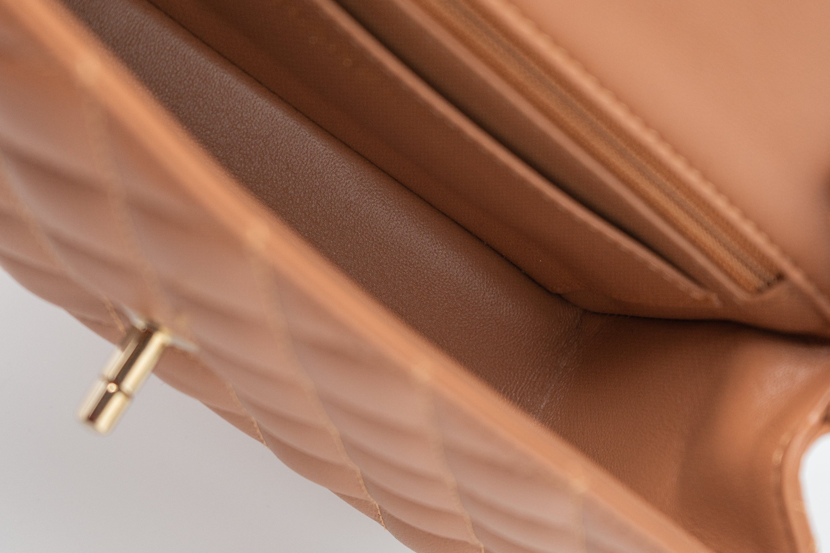 CHANEL Handbag 22S Caramel Mini Rectangular Lambskin Quilted LGHW - Redeluxe